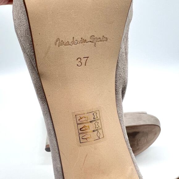 RENATTA JOP Suede Slingback Heels Womens 37 Taupe Gray Platform Stiletto Strap - Picture 8 of 13